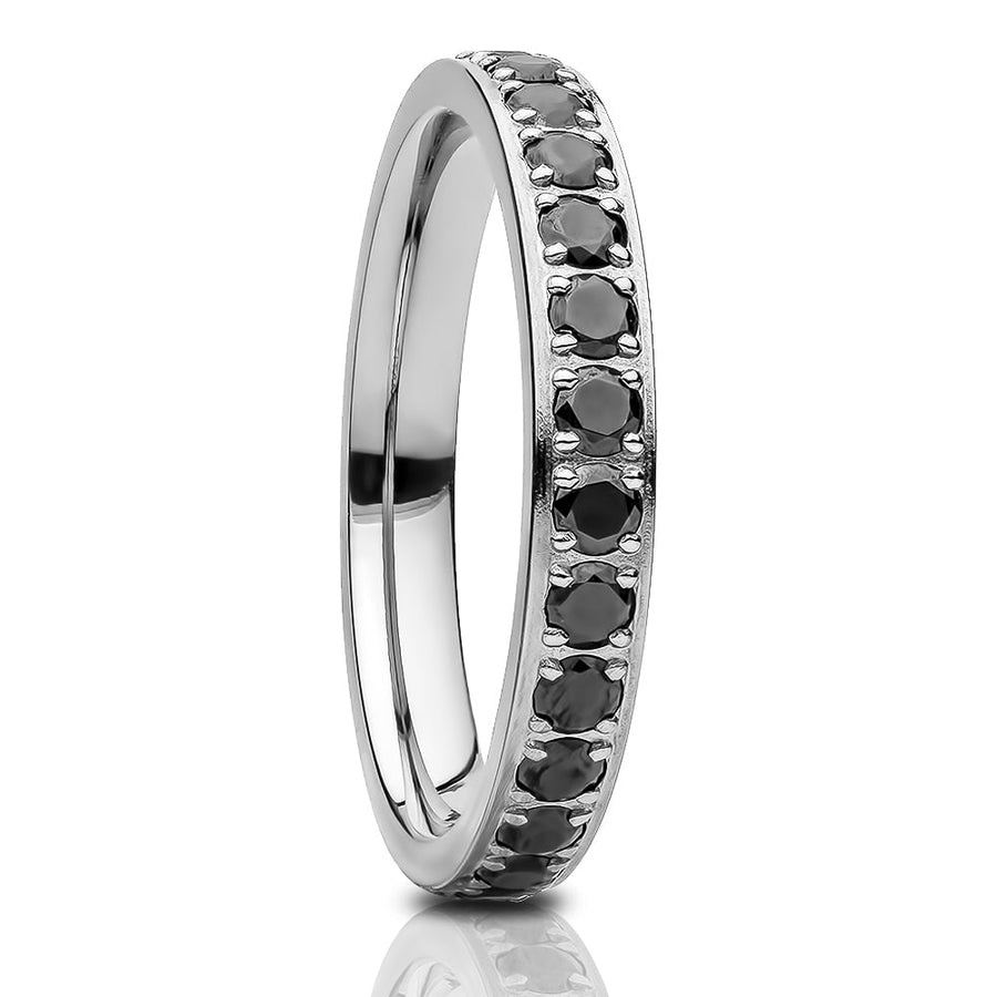 3mm Eternity Wedding Ring Silver Titanium Ring Black CZ Ring Image 1