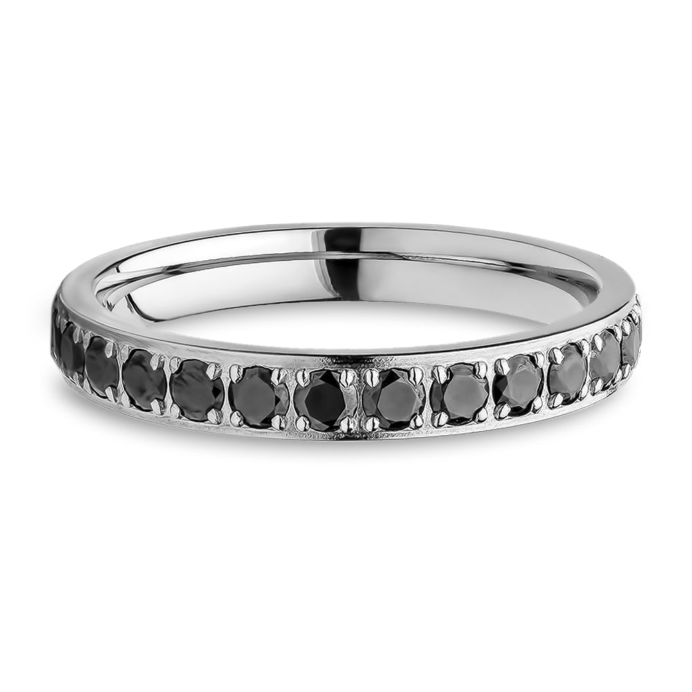 3mm Eternity Wedding Ring Silver Titanium Ring Black CZ Ring Image 2