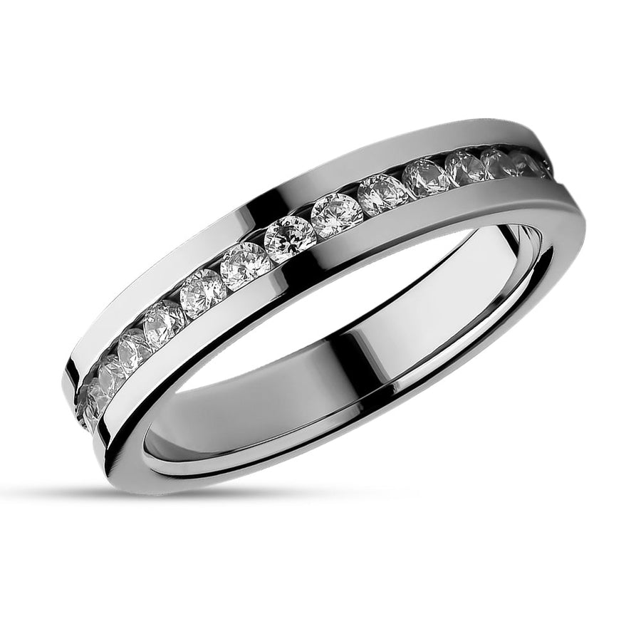 4mm Titanium Wedding Ring Womans Ring CZ Wedding Ring Engagement Ring Image 1