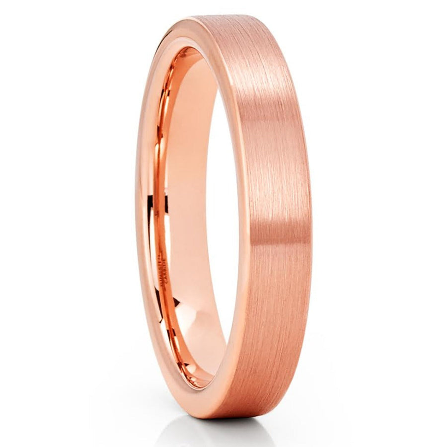 4mm Wedding Ring Rose Gold Wedding Band Tungsten Carbide Ring Engagement Image 1