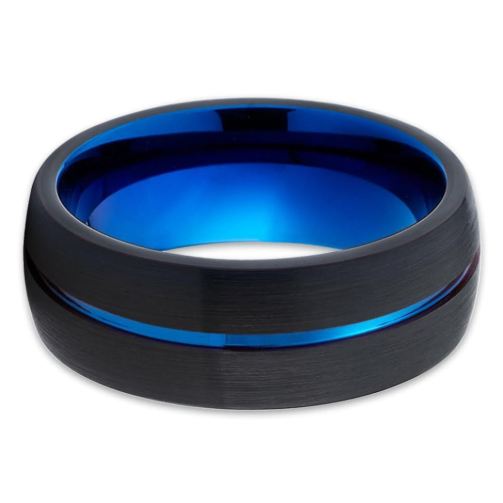 6mm Black Tungsten Ring Blue Tungsten Ring Engagement Ring Black Tungsten Image 2