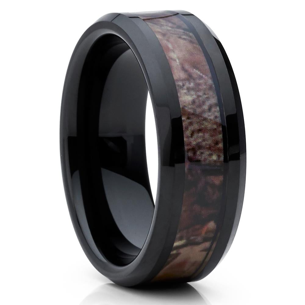 Camouflage Wedding Ring Black Tungsten Ring 8mm Wedding Ring Unique Ring Image 1