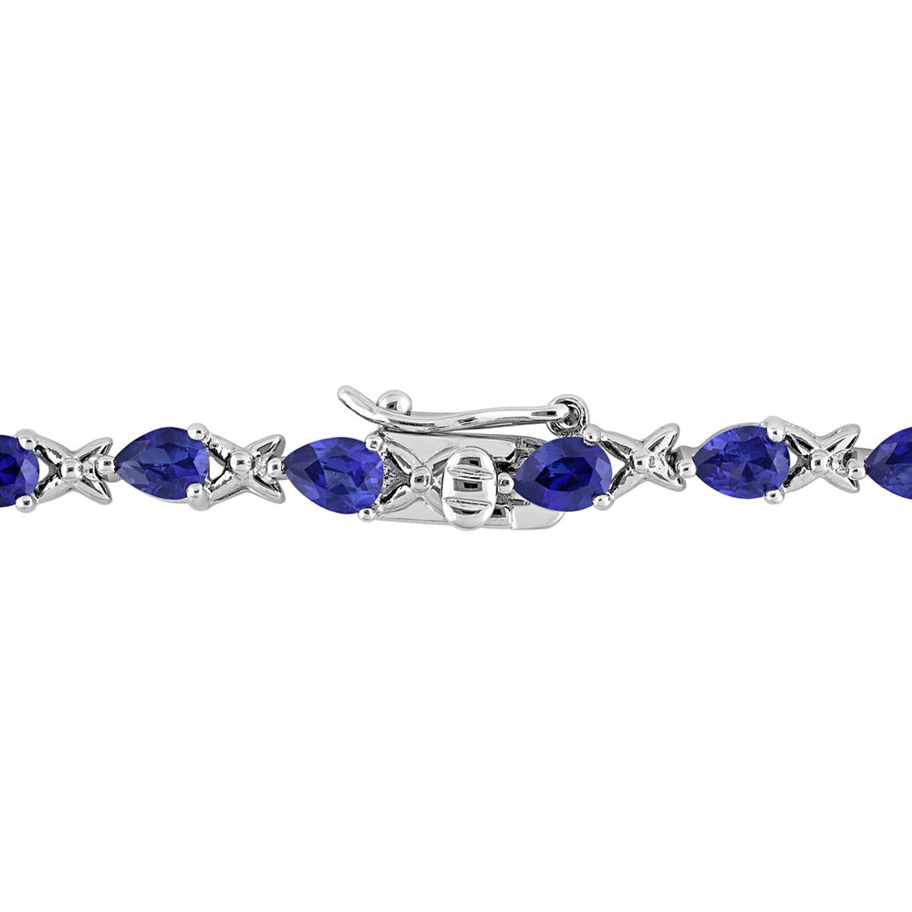5.28 carat (ctw) Lab-Created Blue Sapphire X Link Bracelet in Sterling Silver (7.25 Inches) Image 2