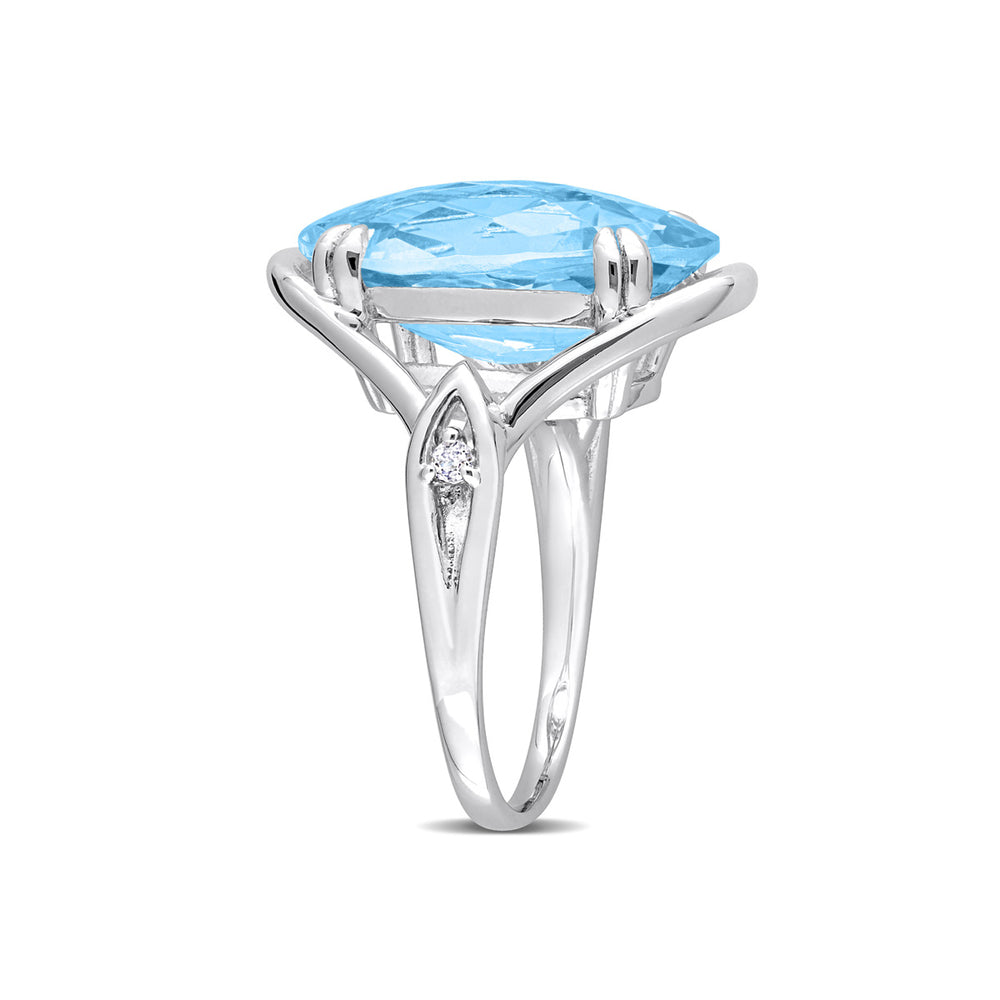 13.50 Carat (ctw) Oval Blue Topaz Ring in Sterling Silver Image 2