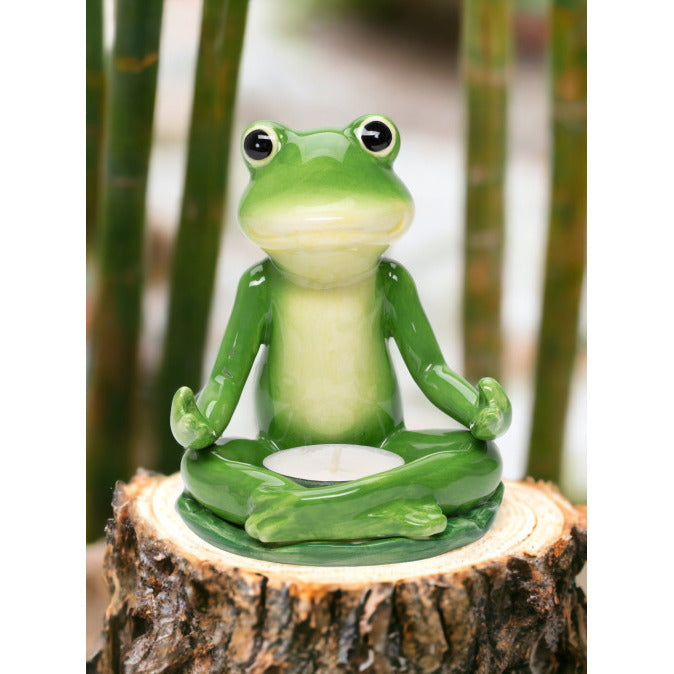 Ceramic Meditating Frog Tealight Candle HolderHome DcorKitchen DcorFarmhouse Dcor, Image 1
