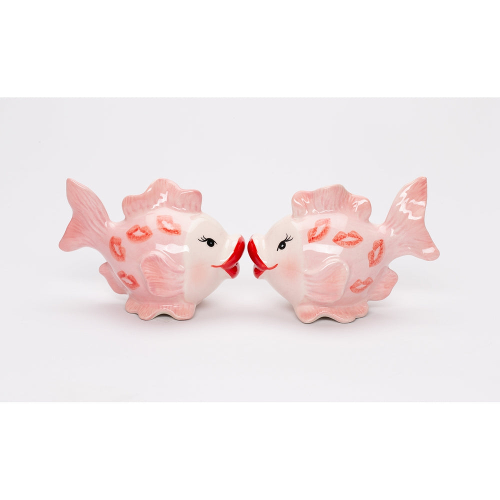Ceramic Pink Fish with Kiss Marks Salt and PepperHome DcorMomKitchen DcorValentines Day DcorRomantic Dcor Image 2