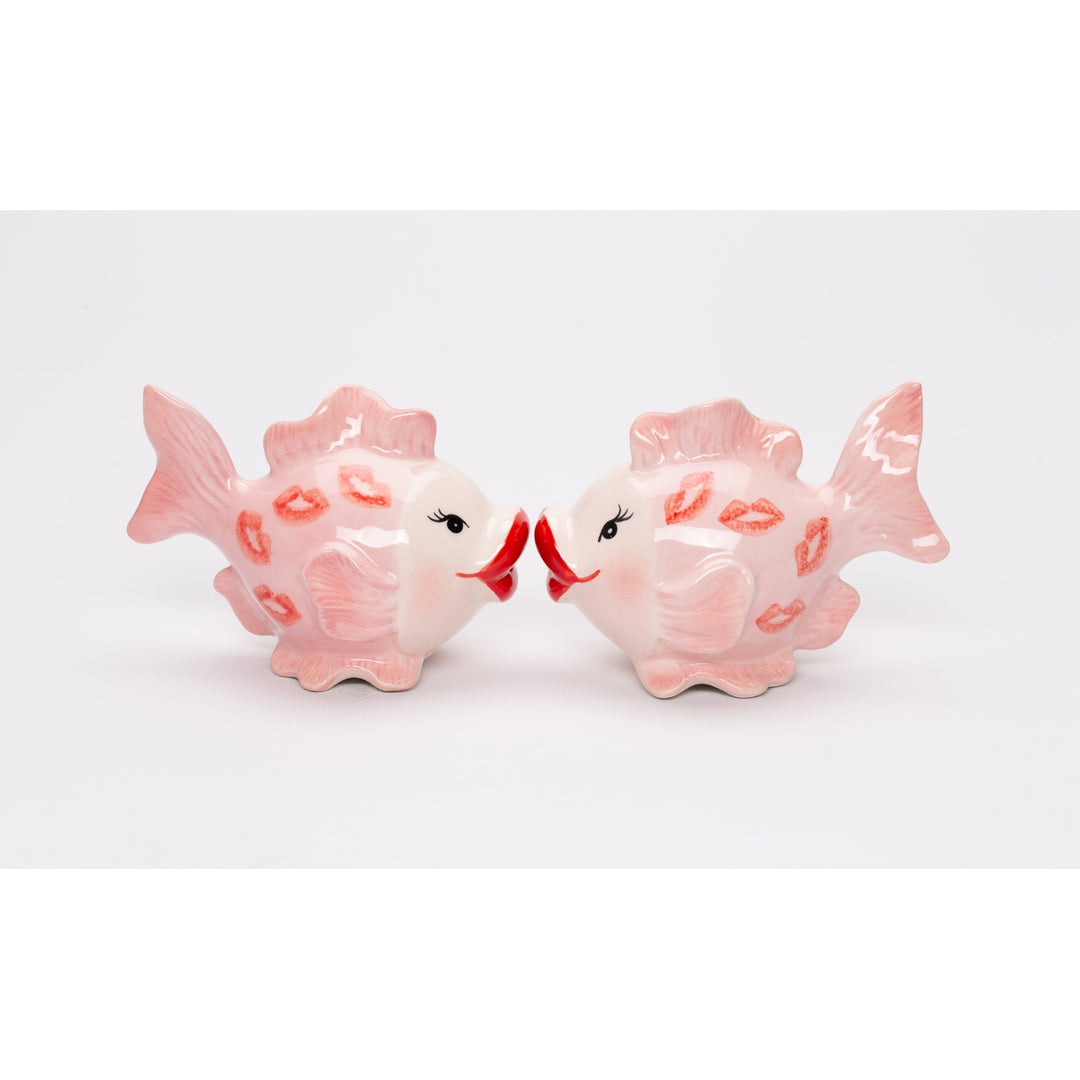 Ceramic Pink Fish with Kiss Marks Salt and PepperHome DcorMomKitchen DcorValentines Day DcorRomantic Dcor Image 2
