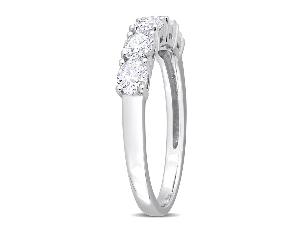 1.00 Carat (ctw G-H-II1-I2) Oval-Cut Diamond Semi-Eternity Wedding Band Ring in 14k White Gold Image 2