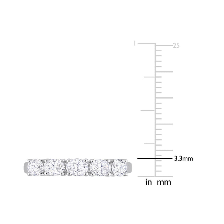 1.00 Carat (ctw G-H-II1-I2) Oval-Cut Diamond Semi-Eternity Wedding Band Ring in 14k White Gold Image 4