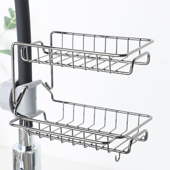 2 Layers Drain Rack Kitchen Sink Faucet Sponge Soap Cloth Storage Drying Holder Image 3