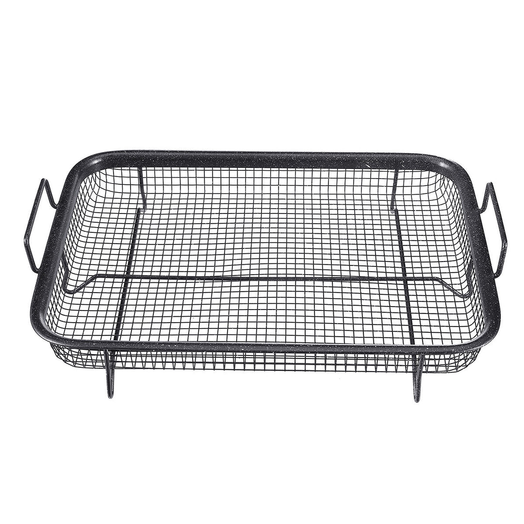 2Pcs Non Stick Mesh Pan Air Fryer Oven Mesh Baking Grill Tray Basket Tool Image 4
