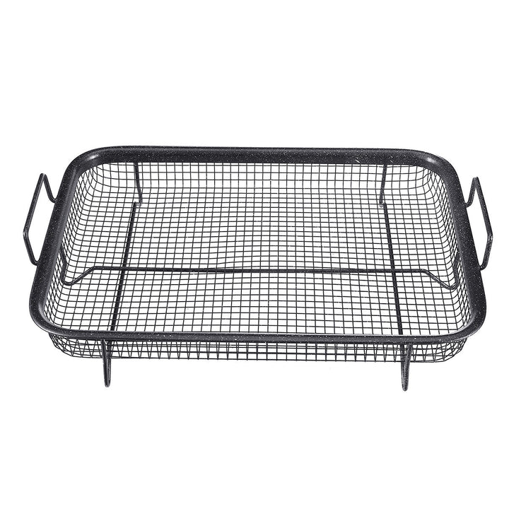 2Pcs Non Stick Mesh Pan Air Fryer Oven Mesh Baking Grill Tray Basket Tool Image 4
