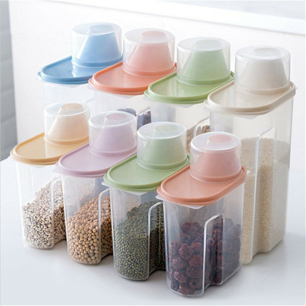 4Pcs Cereal Storage Box Plastic Rice Container Food Sealed Jar Cans Kitchen Grain Dried Fruit Snacks Storage Box Image 2
