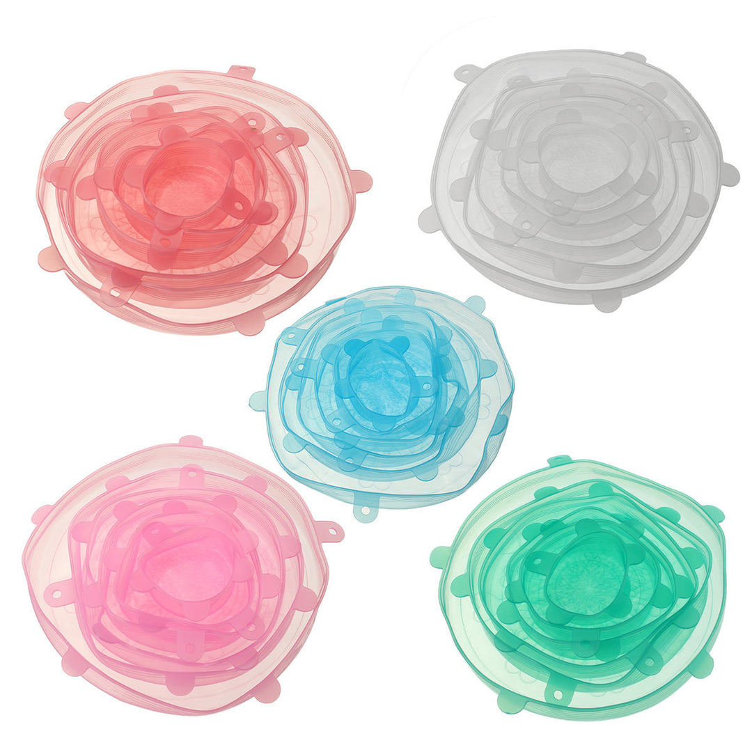 6Pcs Colourful Stretch Reusable Silicone Bowl Wraps Food Kitchen Storage Container Cover Seal Lids Image 7