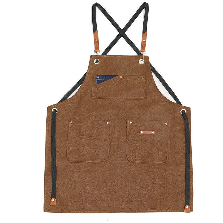 Canvas Woodworking Apron Shop Apron Pockets Waxed Wax Cloth Waterproof Apron Chef Tool Storage Image 4