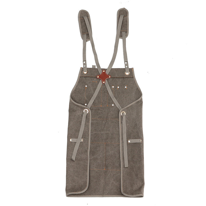 Canvas Woodworking Apron Shop Apron Pockets Waxed Wax Cloth Waterproof Apron Chef Tool Storage Image 8