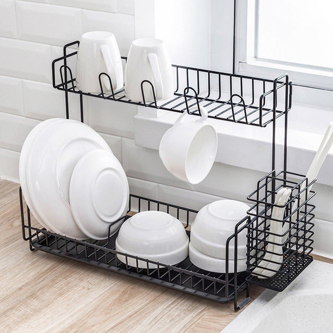 Dish Drainer Kitchen Drying Drain Shelf Sink Holder Cup Bowl Storage Home Basket Stand Image 4