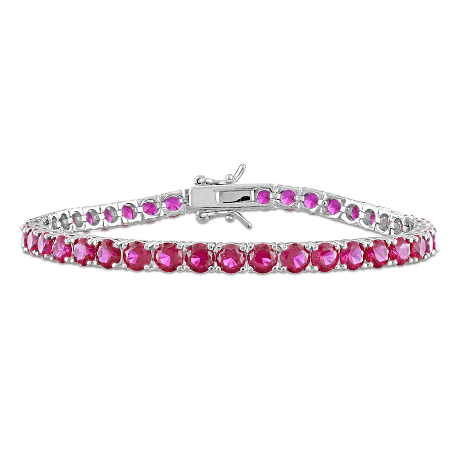 14.50 Carat (ctw) Lab-Created Ruby Tennis Bracelet in Sterling Silver (7.25 Inches) Image 1