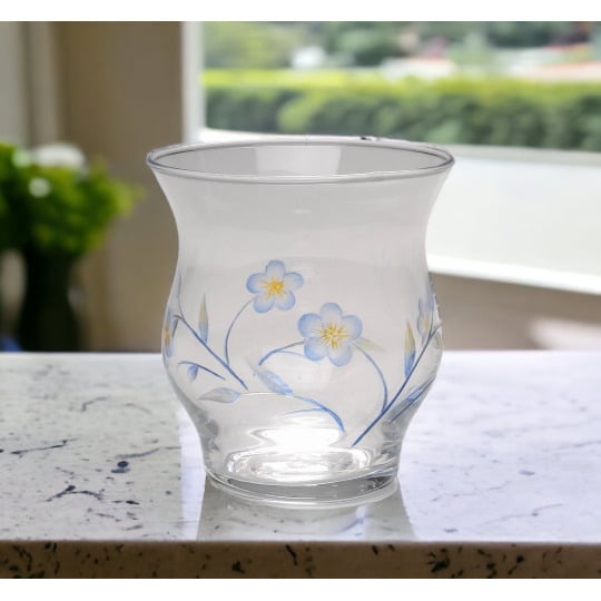 Glass Tealight Candle Holder with Hand Painted FlowersHome DcorKitchen Dcor, Image 1