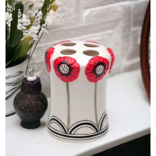 Ceramic Wild Poppy Flower Toothbrush HolderHome Dcor, Image 1