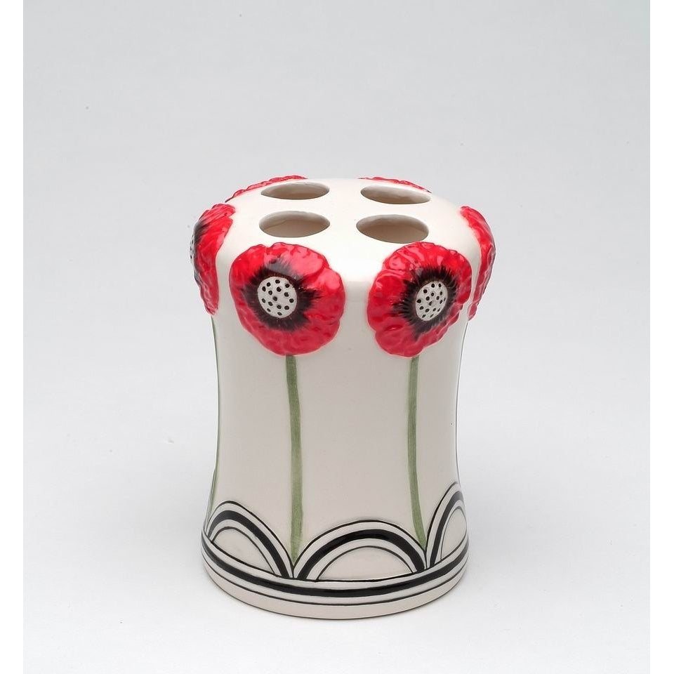 Ceramic Wild Poppy Flower Toothbrush HolderHome Dcor, Image 3