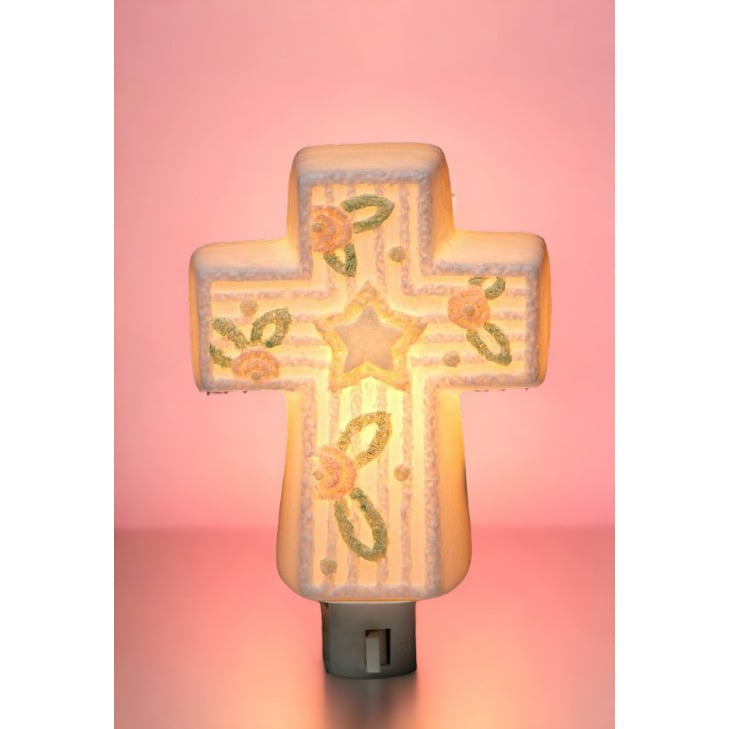 Ceramic Cross Nightlight for Nursery RoomHome DcorNursery Room DcorBaby Registry Gift, Image 2