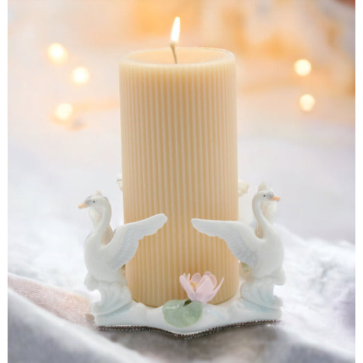 Ceramic Swan Pillar Candle HolderWedding Dcor or GiftAnniversary Dcor or GiftHome Dcor, Image 1