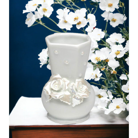 Ceramic White Rose VaseWedding Dcor or GiftAnniversary Dcor or GiftHome Dcor, Image 2