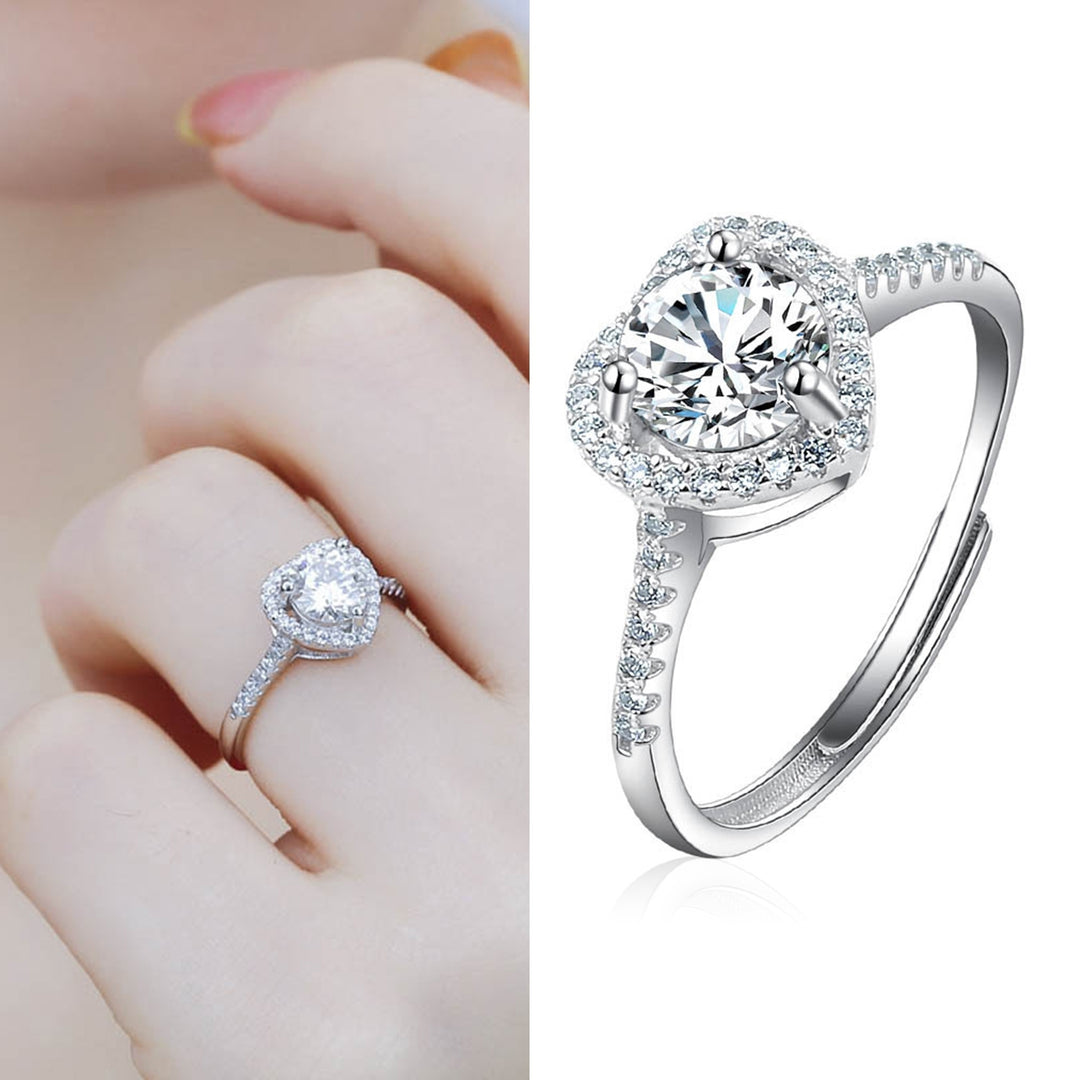 Women Ring Heart Shape Cubic Zirconia Jewelry Shining Finger Ring for Wedding Party Prom Banquet Image 8
