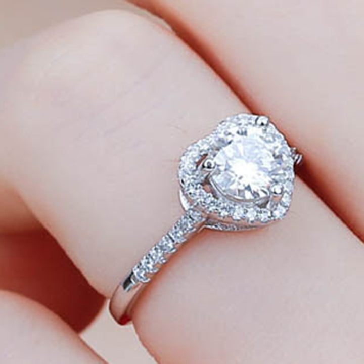 Women Ring Heart Shape Cubic Zirconia Jewelry Shining Finger Ring for Wedding Party Prom Banquet Image 9