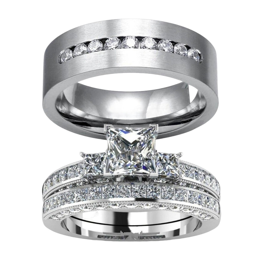 1/2Pcs Fashion Ring Trendy Beautiful Delicate Fine Workmanship Exquisite Decorate Alloy Zircon Rhinestone Couple Ring Image 1