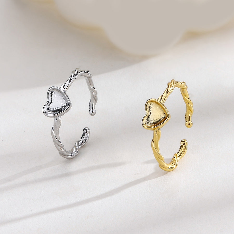 Women Ring Opening Personality Twisted Adjustable Luxury Gift Golden Color Love Heart Finger Ring Fashion Jewelry Image 1