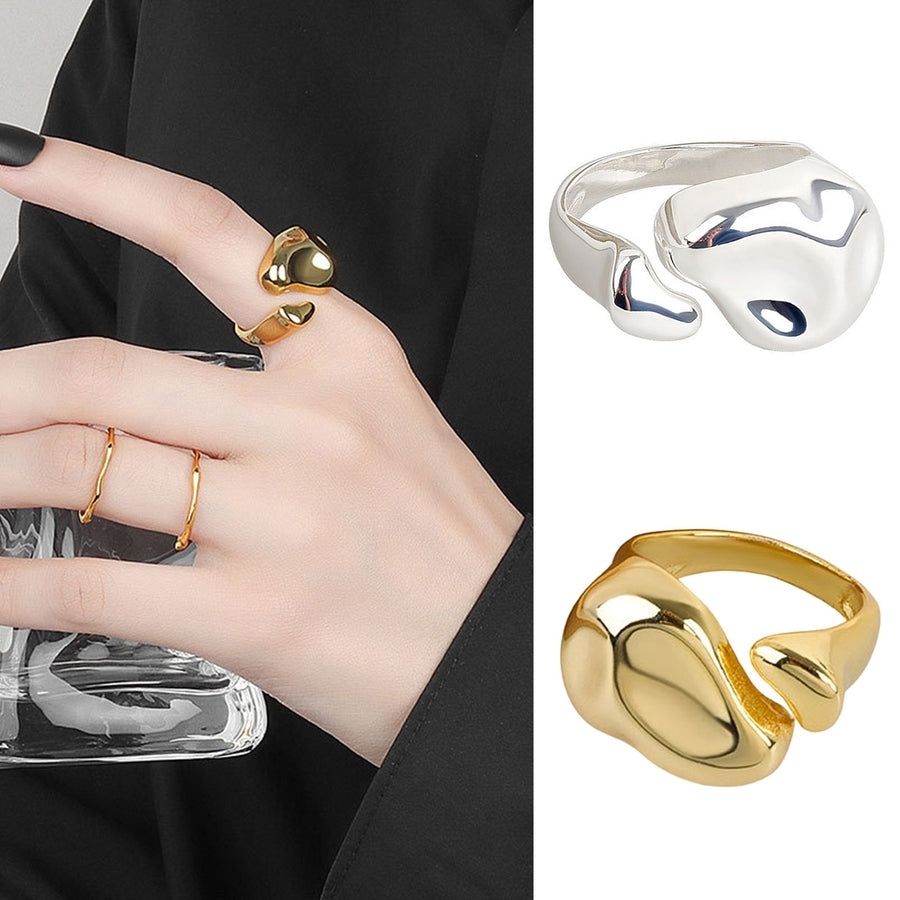 Knuckle Ring Adjustable Electroplating High Gloss Geometric Charming Decoration Hypoallergenic Irregular Width Open Ring Image 1