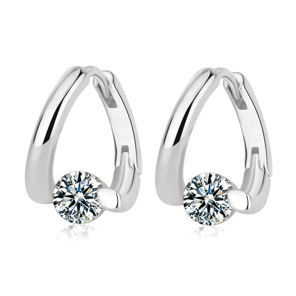 1 Pair Women Earrings Geometric Rhinestones Jewelry Sparkling Cubic zirconia Stud Earrings Birthday Gifts Image 2