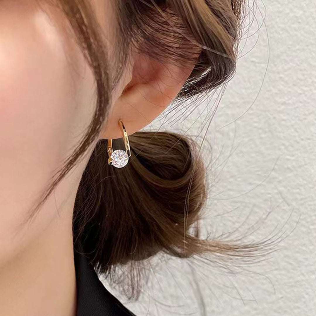 1 Pair Women Earrings Geometric Rhinestones Jewelry Sparkling Cubic zirconia Stud Earrings Birthday Gifts Image 4