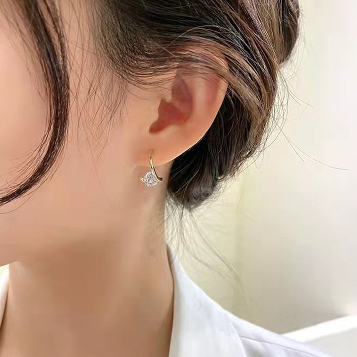 1 Pair Women Earrings Geometric Rhinestones Jewelry Sparkling Cubic zirconia Stud Earrings Birthday Gifts Image 8