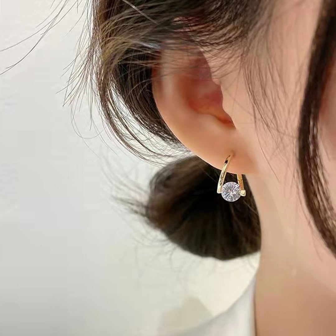 1 Pair Women Earrings Geometric Rhinestones Jewelry Sparkling Cubic zirconia Stud Earrings Birthday Gifts Image 9
