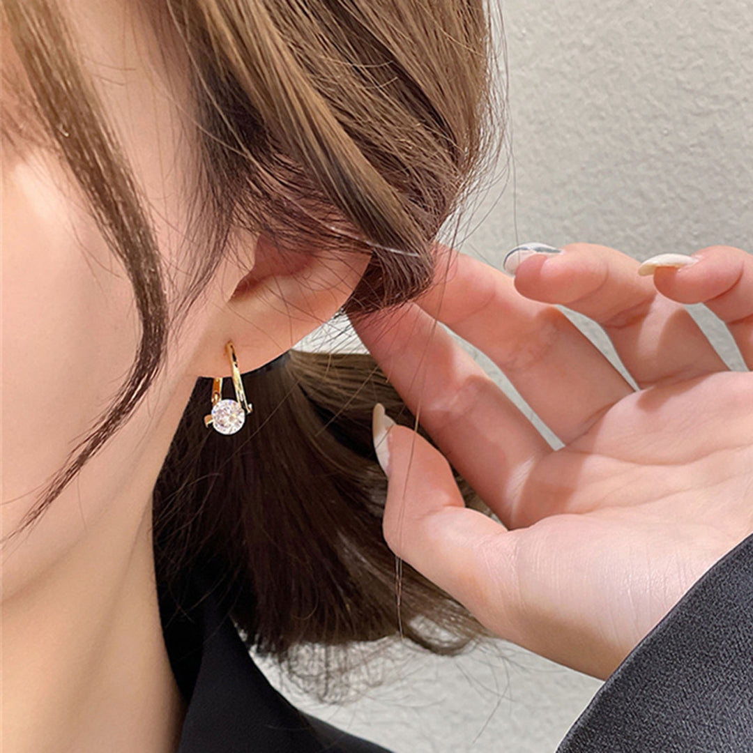 1 Pair Women Earrings Geometric Rhinestones Jewelry Sparkling Cubic zirconia Stud Earrings Birthday Gifts Image 10