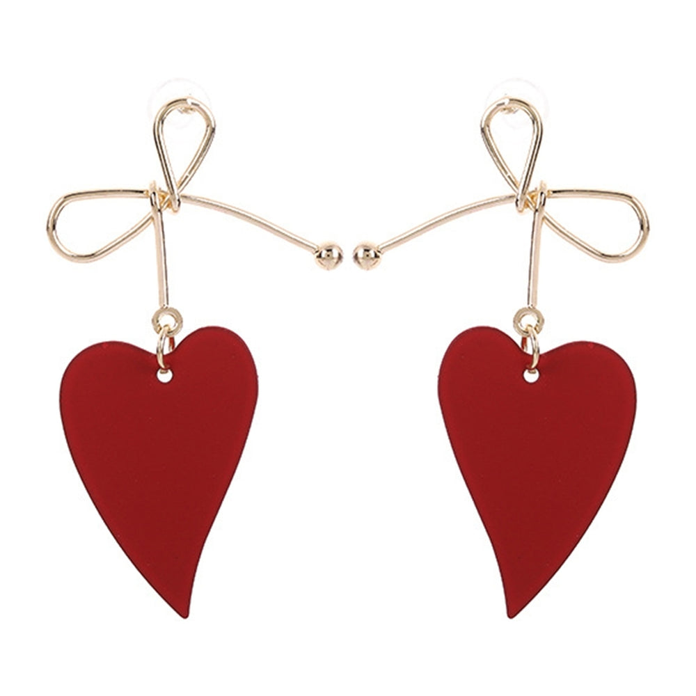 1 Pair Dangle Earrings Anti-allergy Sweet Solid Color Heart Shape Hollow Out Hanging Earrings Female Jewelry Image 2
