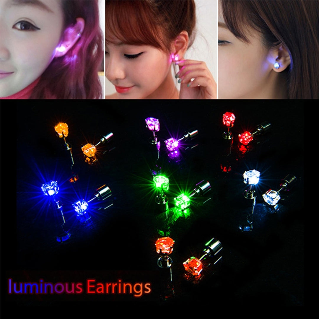 1Pc Ear Stud Flashing Eye-catching High Transparency Handmade Faux Crystal Decorate Portable LED Women Stud Earring Image 10
