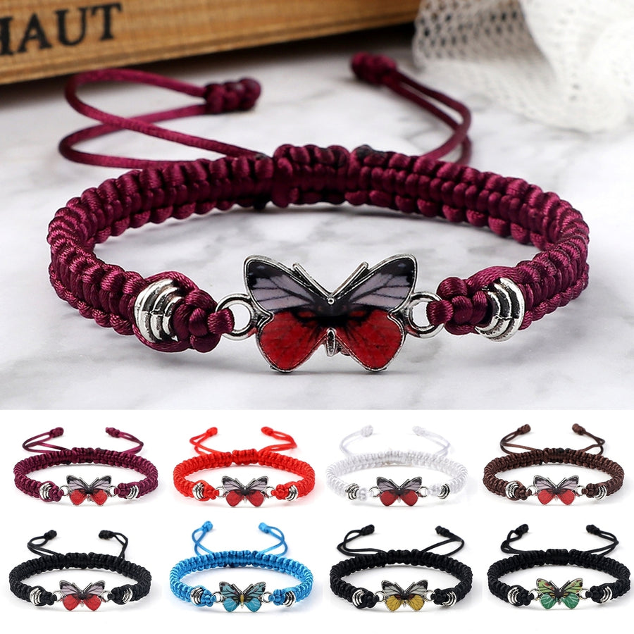 Couple Bracelets Adjustable Nylon Braided Rope Valentines Gift Unisex Hand Woven Butterfly Lover Bracelets Fashion Image 1