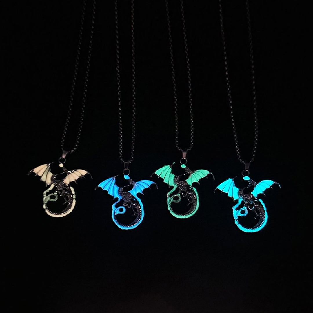 Men Necklace Flame Dragon Pendant Luminous Personality Oil Drop Process Neck Ornament Accessory Men Party Pendant Image 7