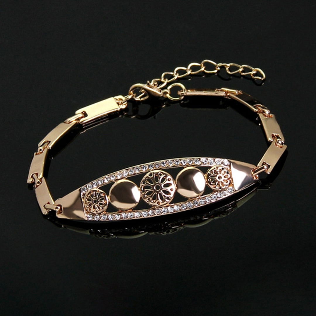 4Pcs/Set Hollow Geometry Shape Piercing Necklace Earrings Bracelet Ring Rhinestone Decor Women Choker Necklace Set Image 8