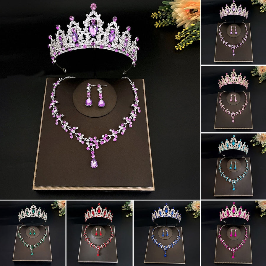 3Pcs/Set Wedding Crown Faux Set Jewelry Accessory Image 1