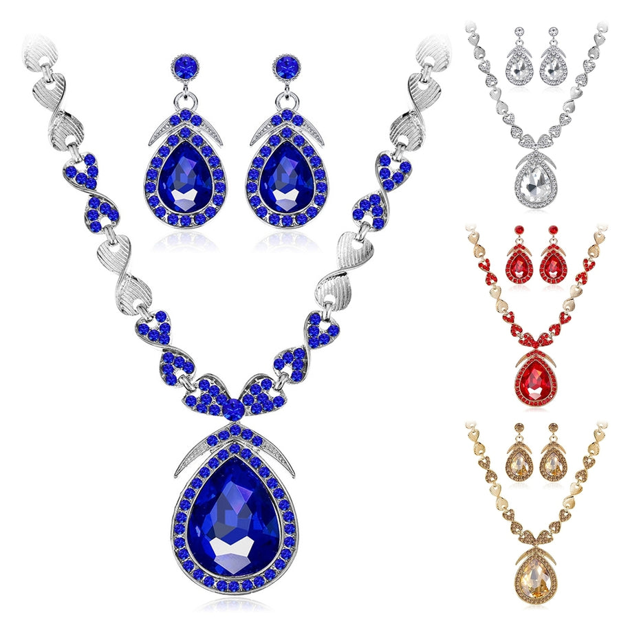 1 Set Bridal Earrings Pendant Necklace Women Accessory Image 1
