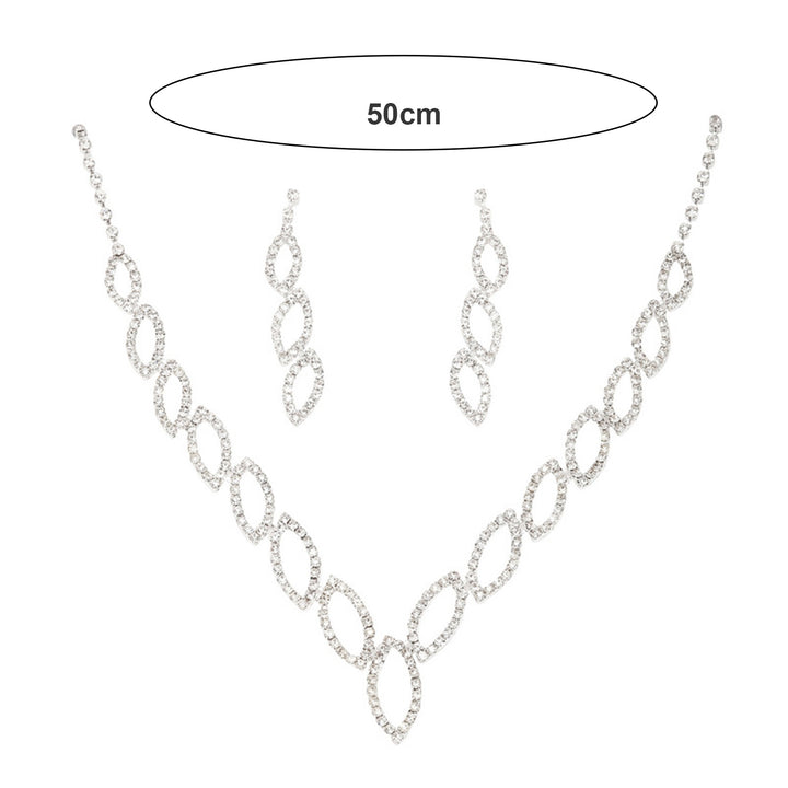 1 Set Bride Necklace Leaf Shape Elegant Noble Sparkling Rhinestone Dangle Earrings Kit Wedding Jewelry Image 6