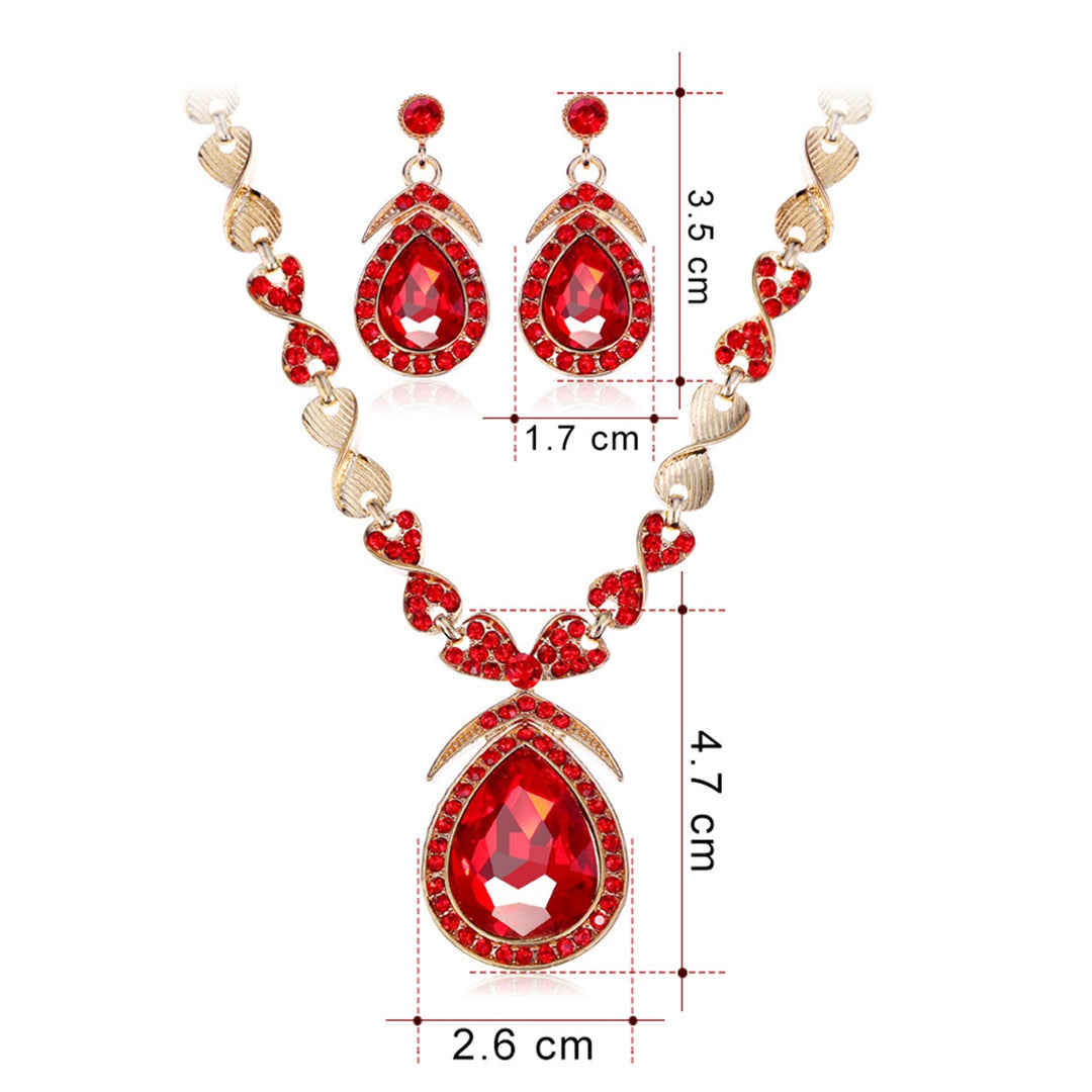 1 Set Bridal Earrings Pendant Necklace Women Accessory Image 9