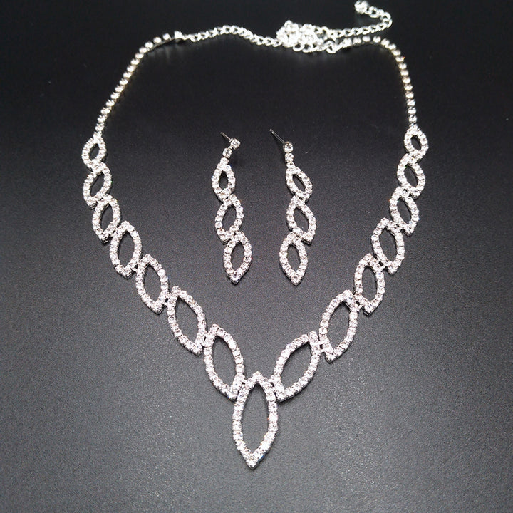 1 Set Bride Necklace Leaf Shape Elegant Noble Sparkling Rhinestone Dangle Earrings Kit Wedding Jewelry Image 10