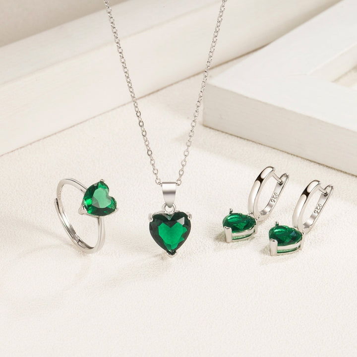 1 Set Necklace Jewelry Set Multi-colored Love Heart Pendant Dainty Gift Minimalist Drop Earrings Open Ring Kit Fashion Image 12
