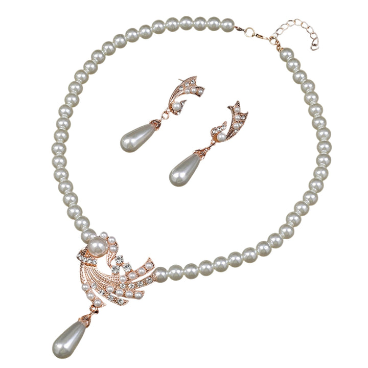 1 Set Women Earrings Pearl Necklace Jewelry Accessory Image 3